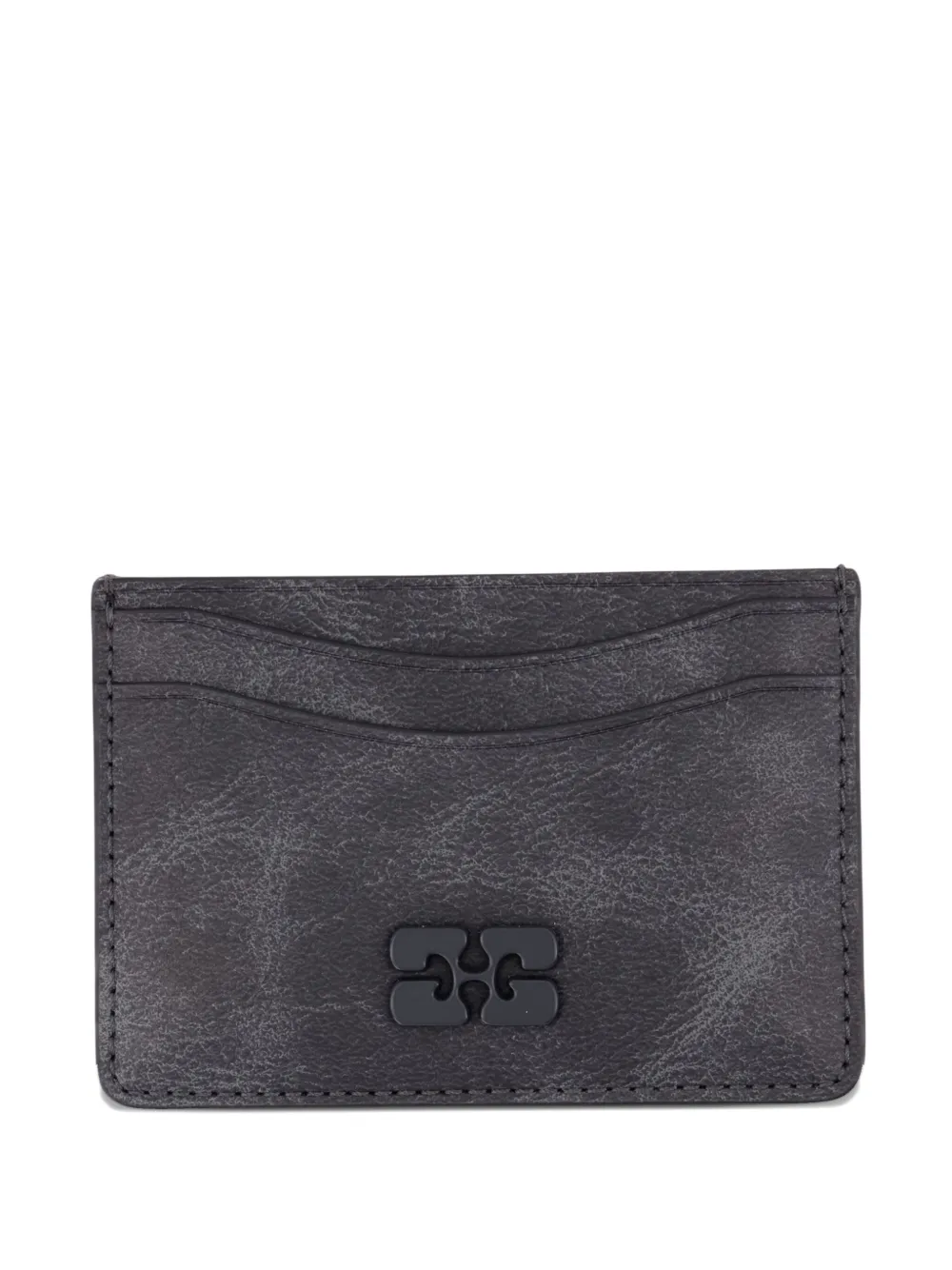 Ganni Logo-patch Card Holder In Gray