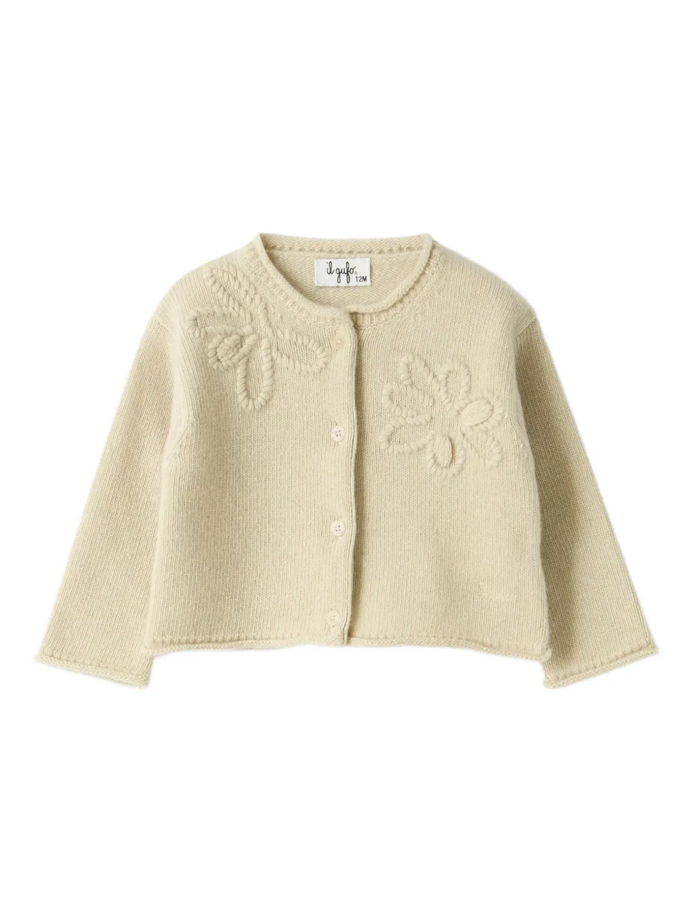 Il Gufo Cardigan con ricamo floreale - Toni neutri