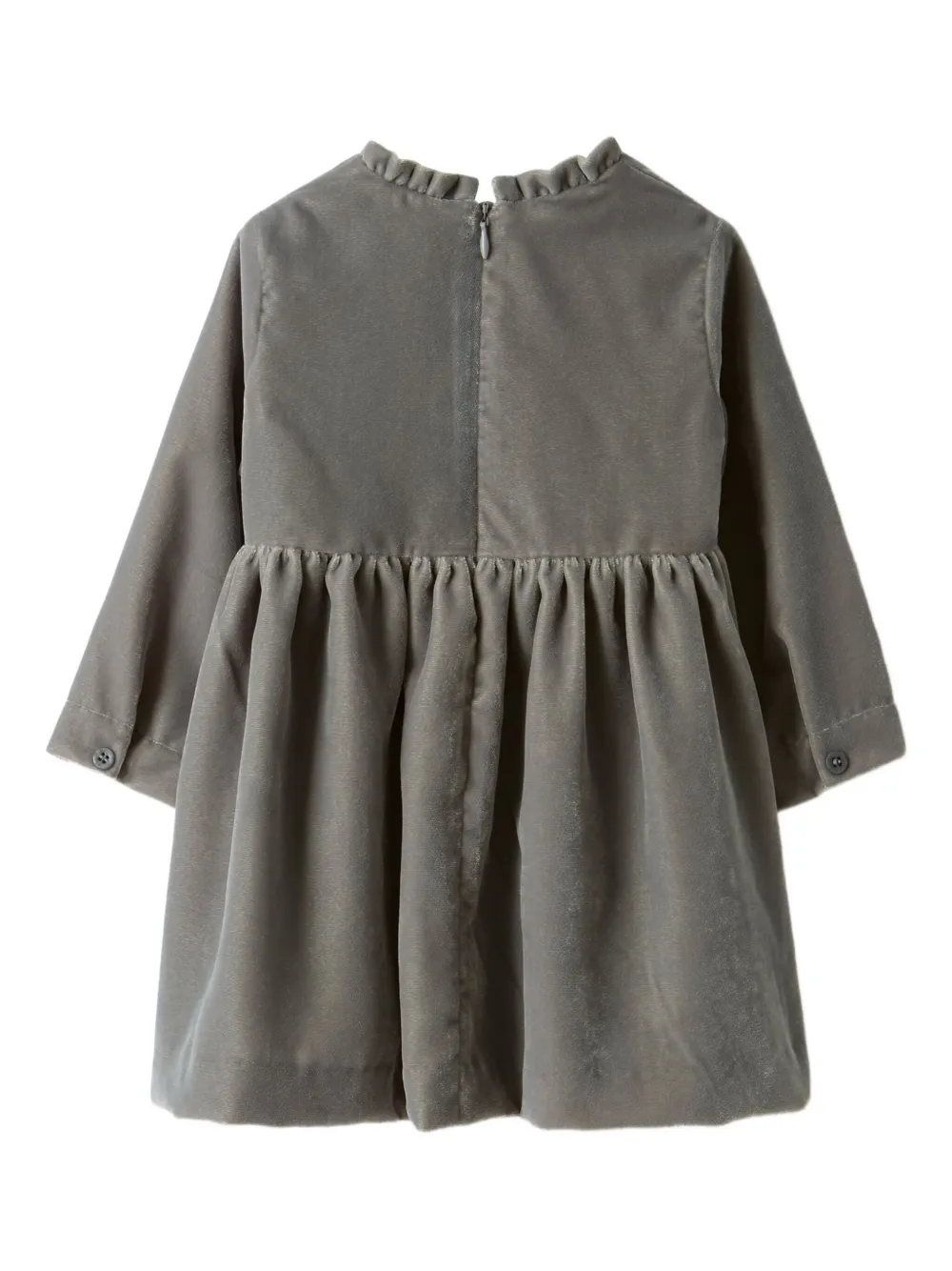 Il Gufo Ruffled-detail Velvet Dress In Green
