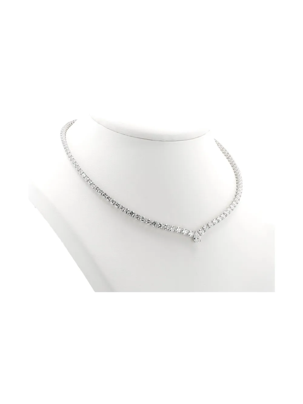 Pre-owned Cartier 2002 Platinum Diamond Necklace In Silver