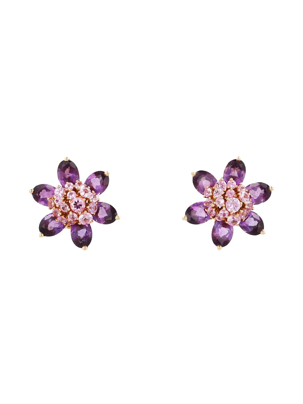Pre-owned Van Cleef & Arpels 2000s Yellow Gold Amethyst Sapphire Earrings