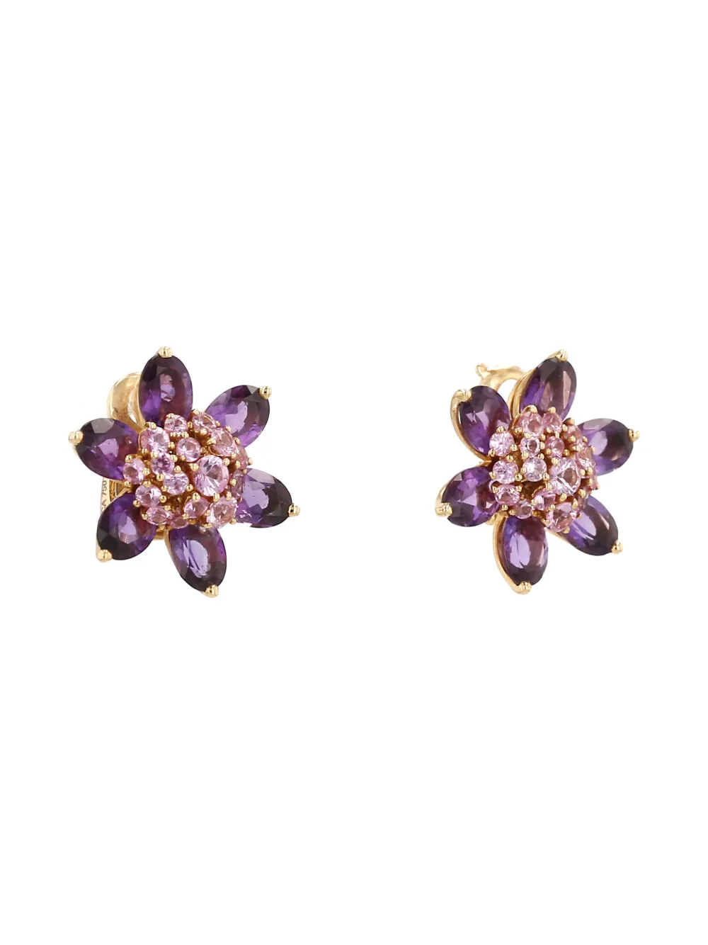 Pre-owned Van Cleef & Arpels 2000s Yellow Gold Amethyst Sapphire Earrings
