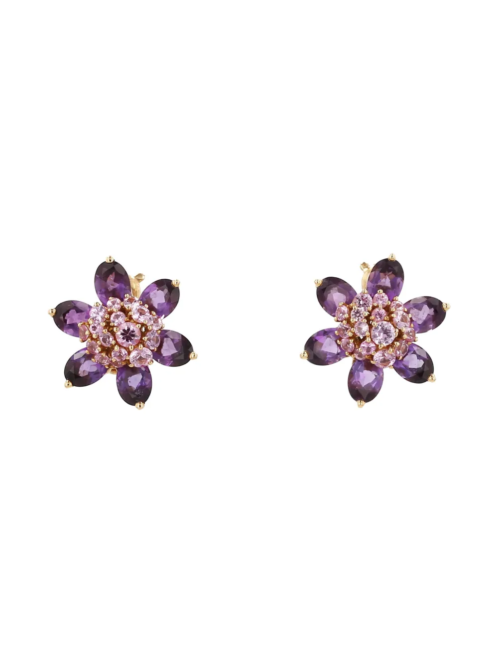 Pre-owned Van Cleef & Arpels 2000s Yellow Gold Amethyst Sapphire Earrings