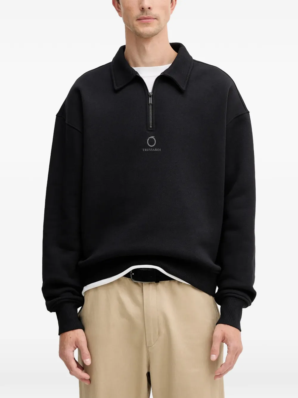 Trussardi zip collar sweatshirt - Nero