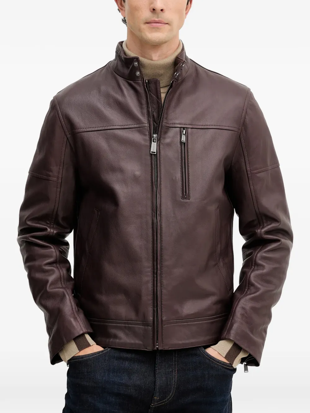 Trussardi padded biker jacket - Marrone