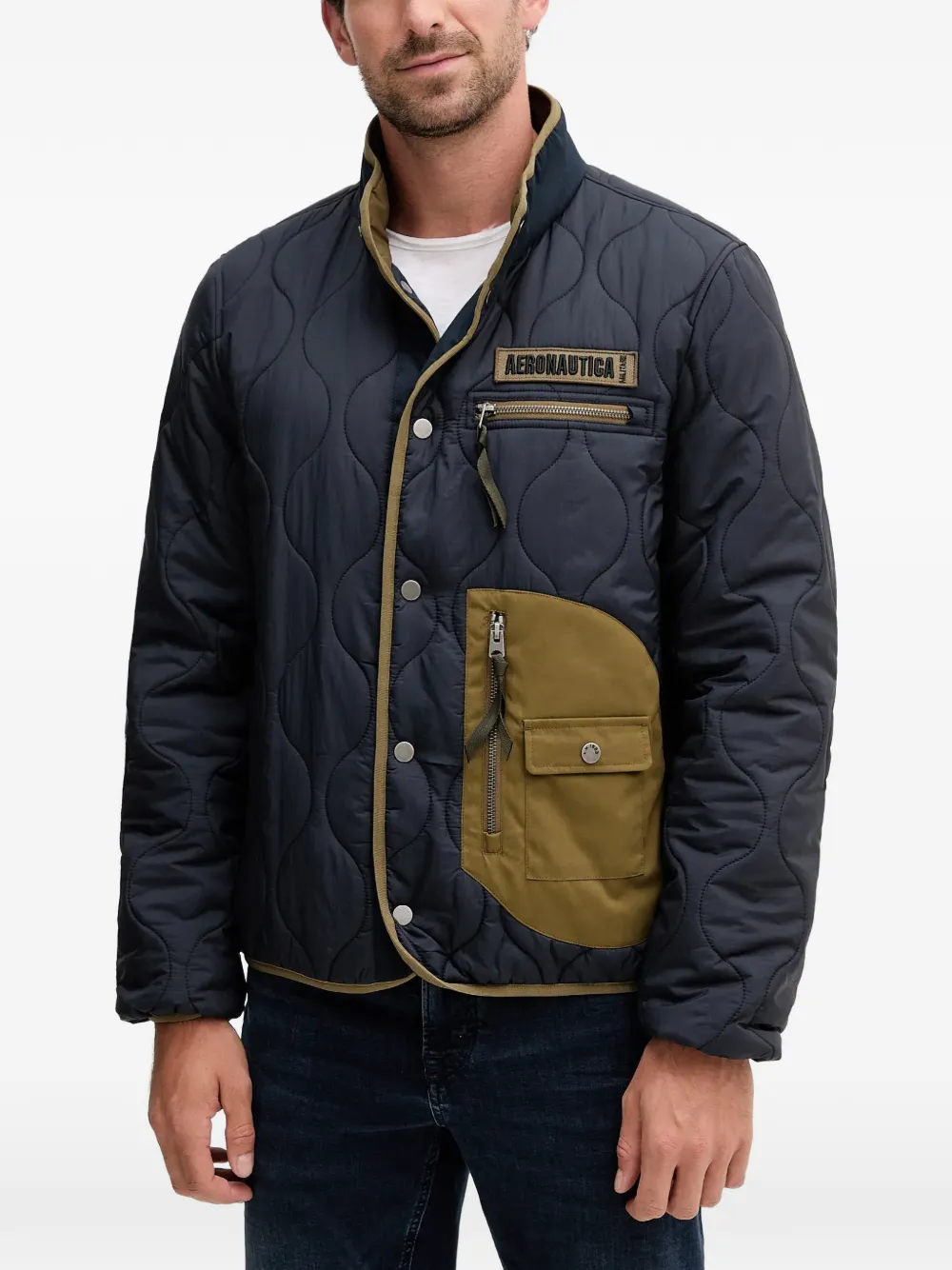 Aeronautica Militare quilted patch jacket - Blau
