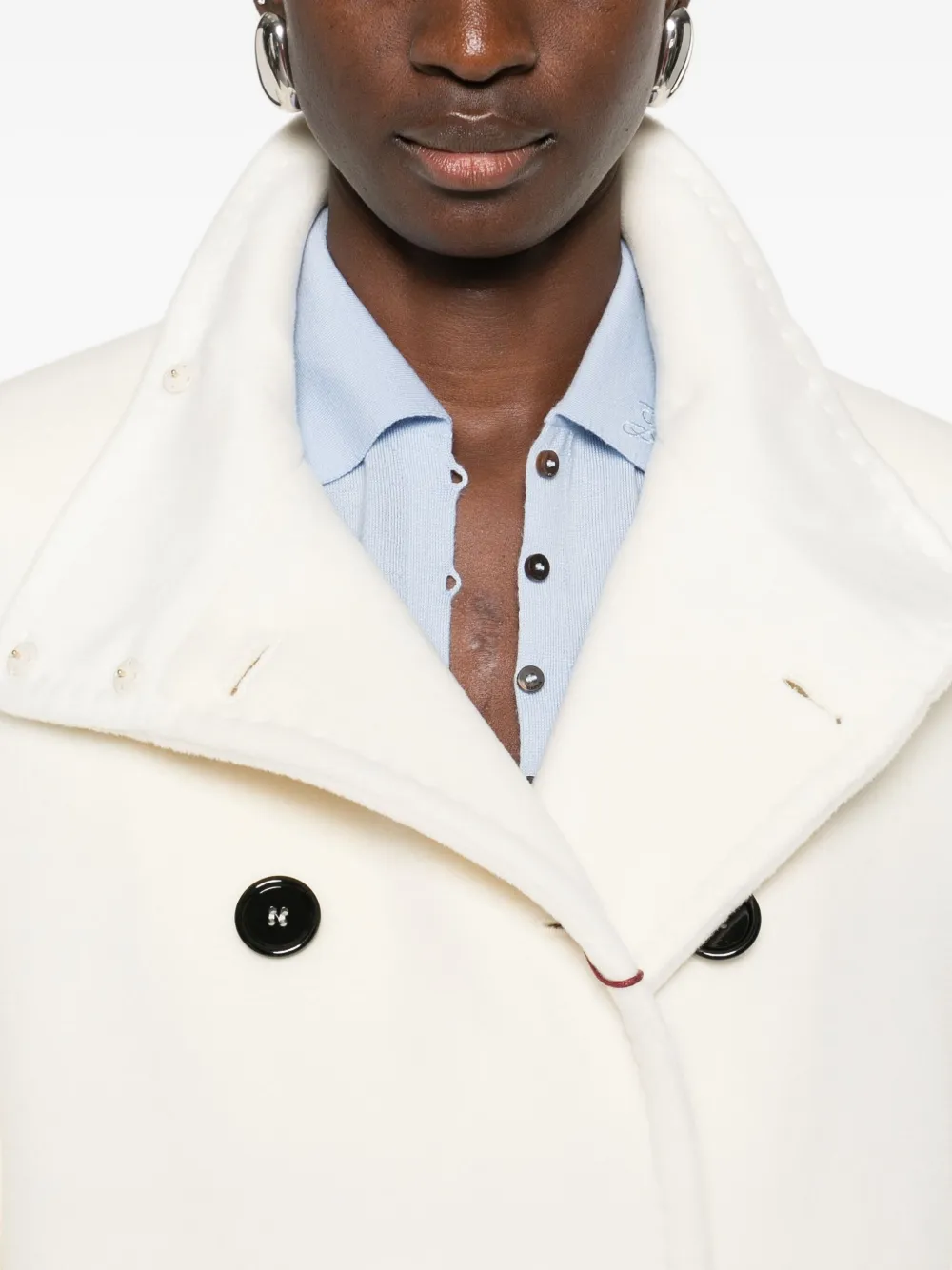 Max Mara Button-fastening Coat In White