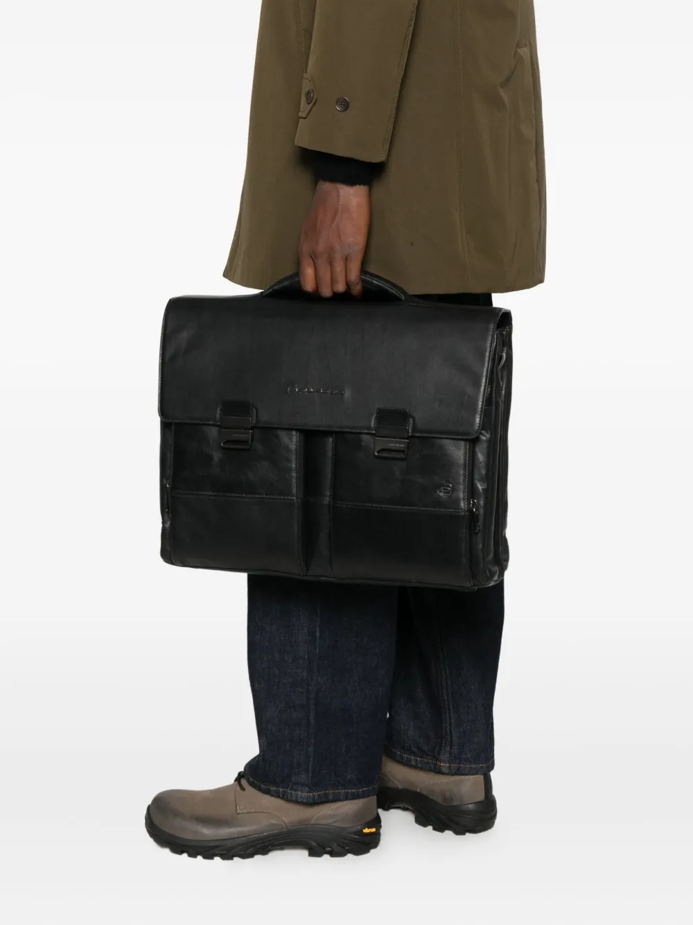 PIQUADRO flap-closure briefcase - Zwart