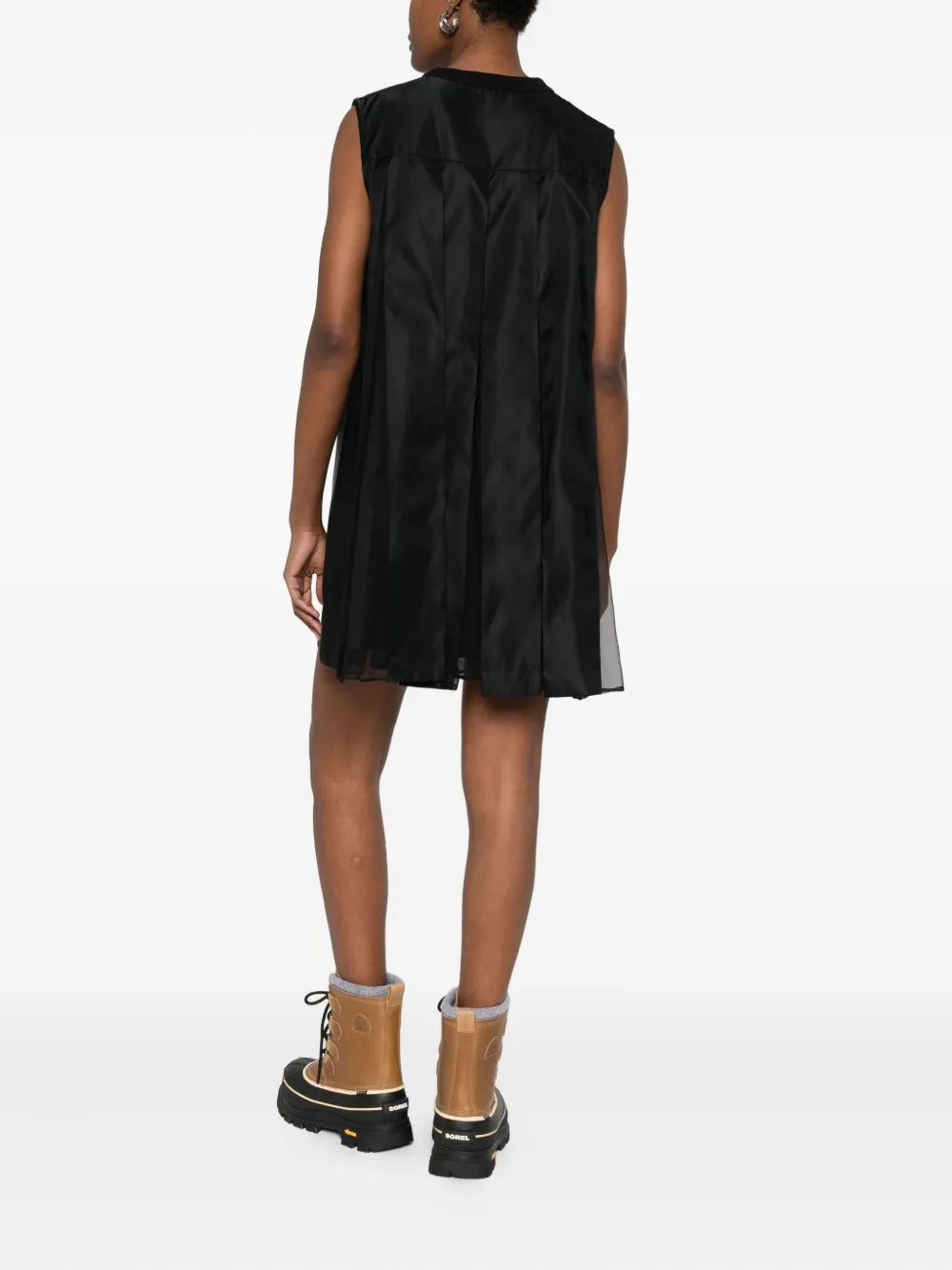Sacai sleeveless mini dress - Zwart