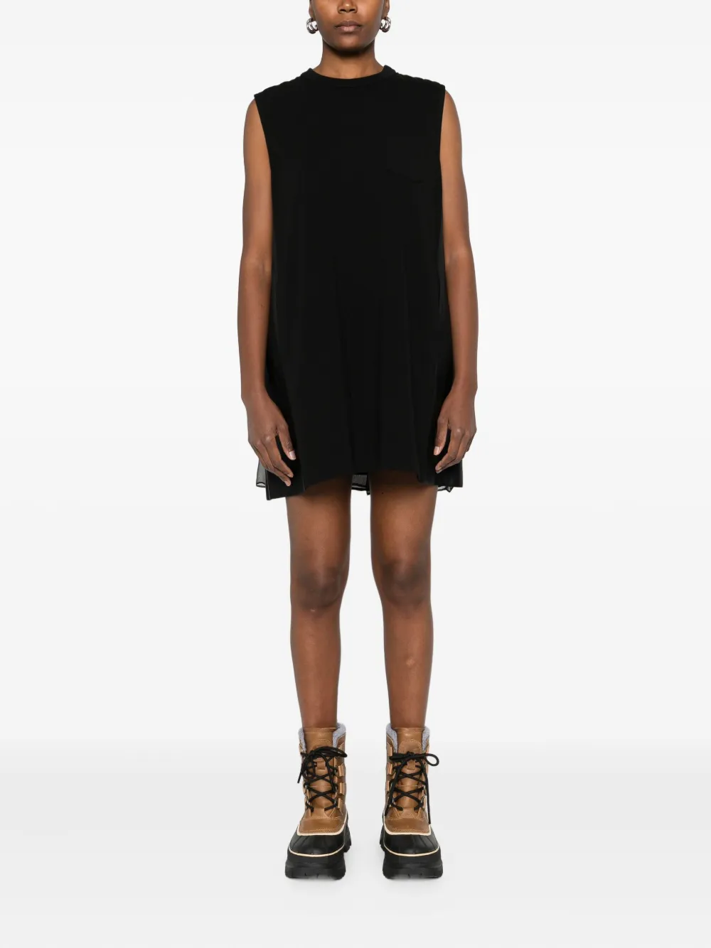 Sacai Sleeveless Mini Dress In Black