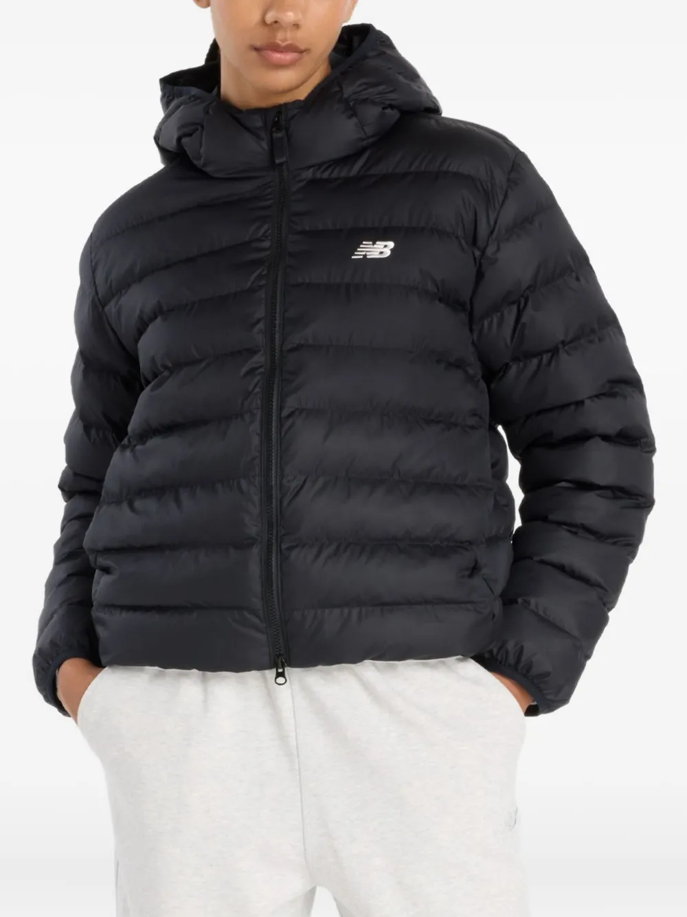 New Balance Piumino Sport Essentials con cappuccio - Nero