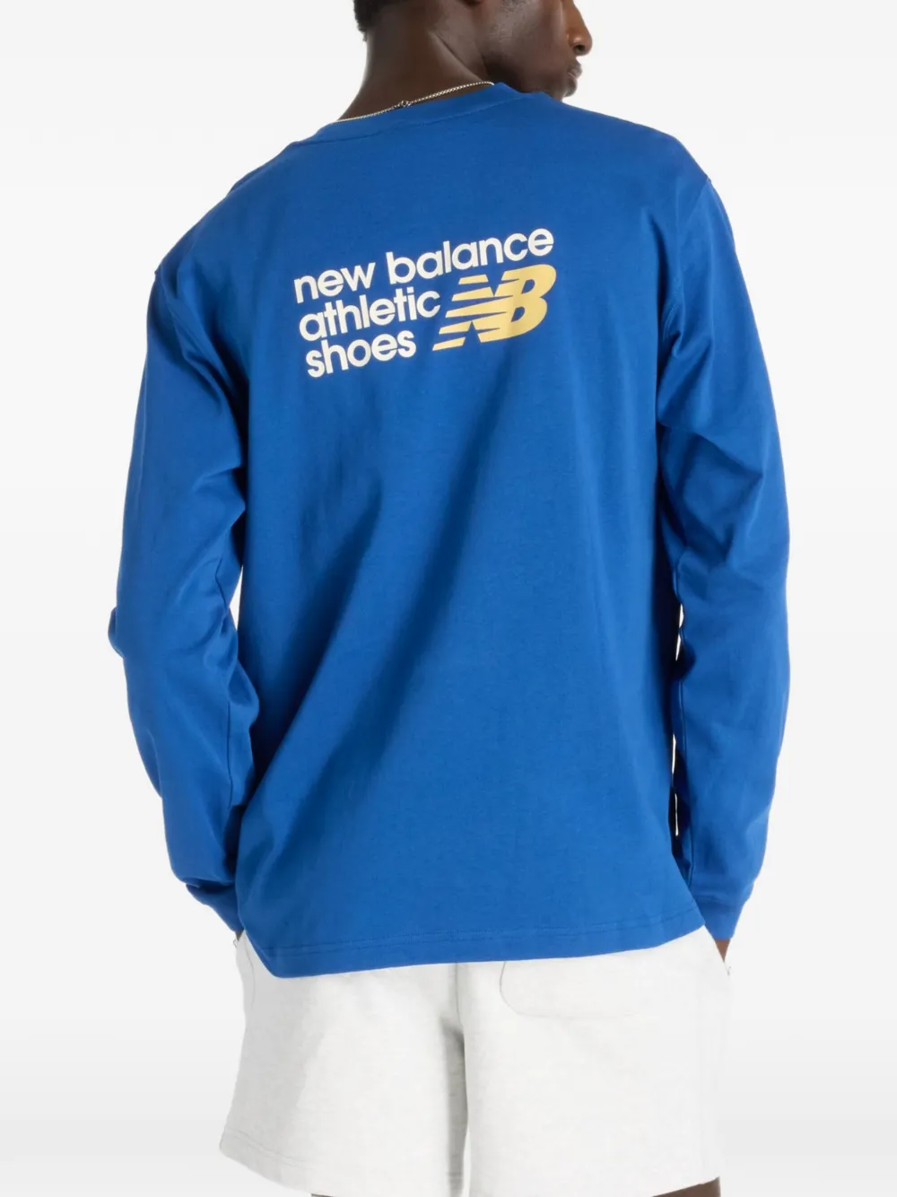 New Balance T-shirt met geborduurd logo Blauw