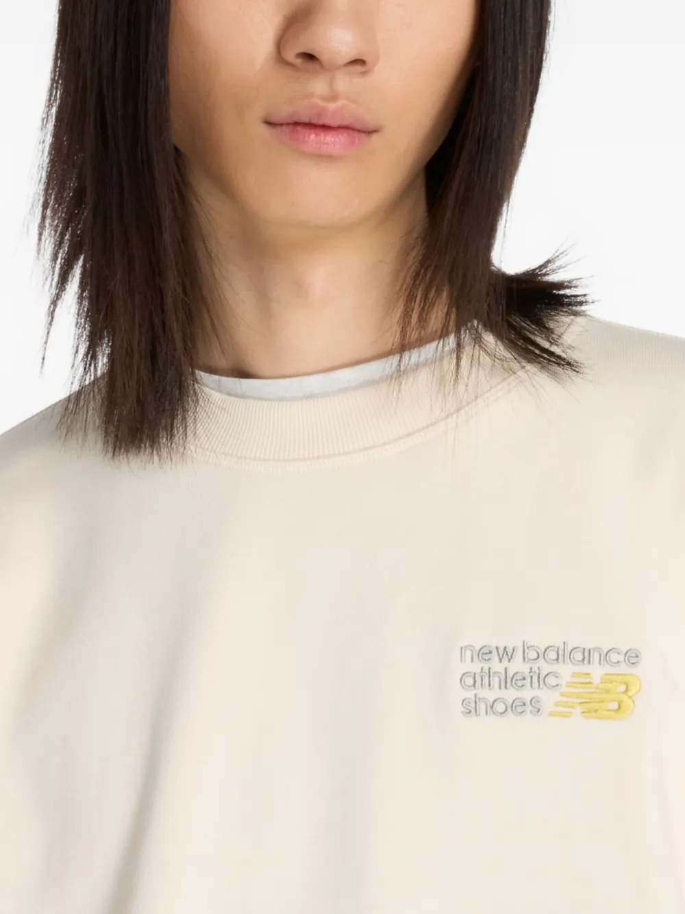New Balance Sweater met geborduurd logo Beige