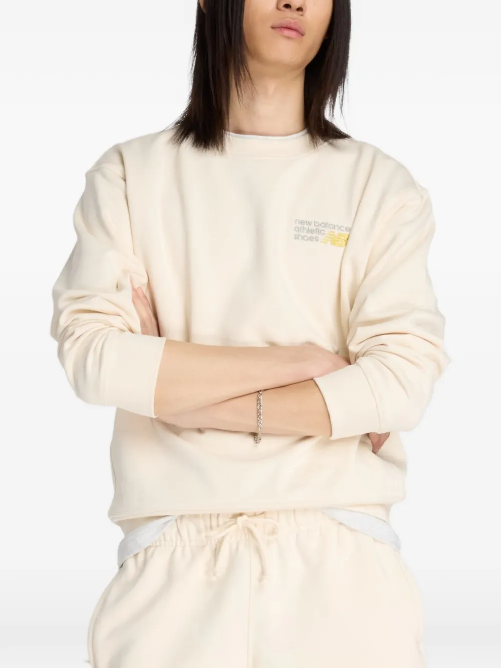 New Balance Sweater met geborduurd logo Beige