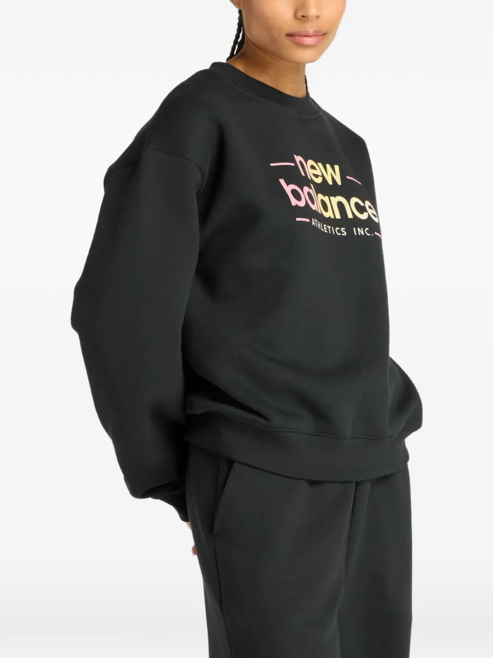 New Balance Felpa con stampa logo - Nero