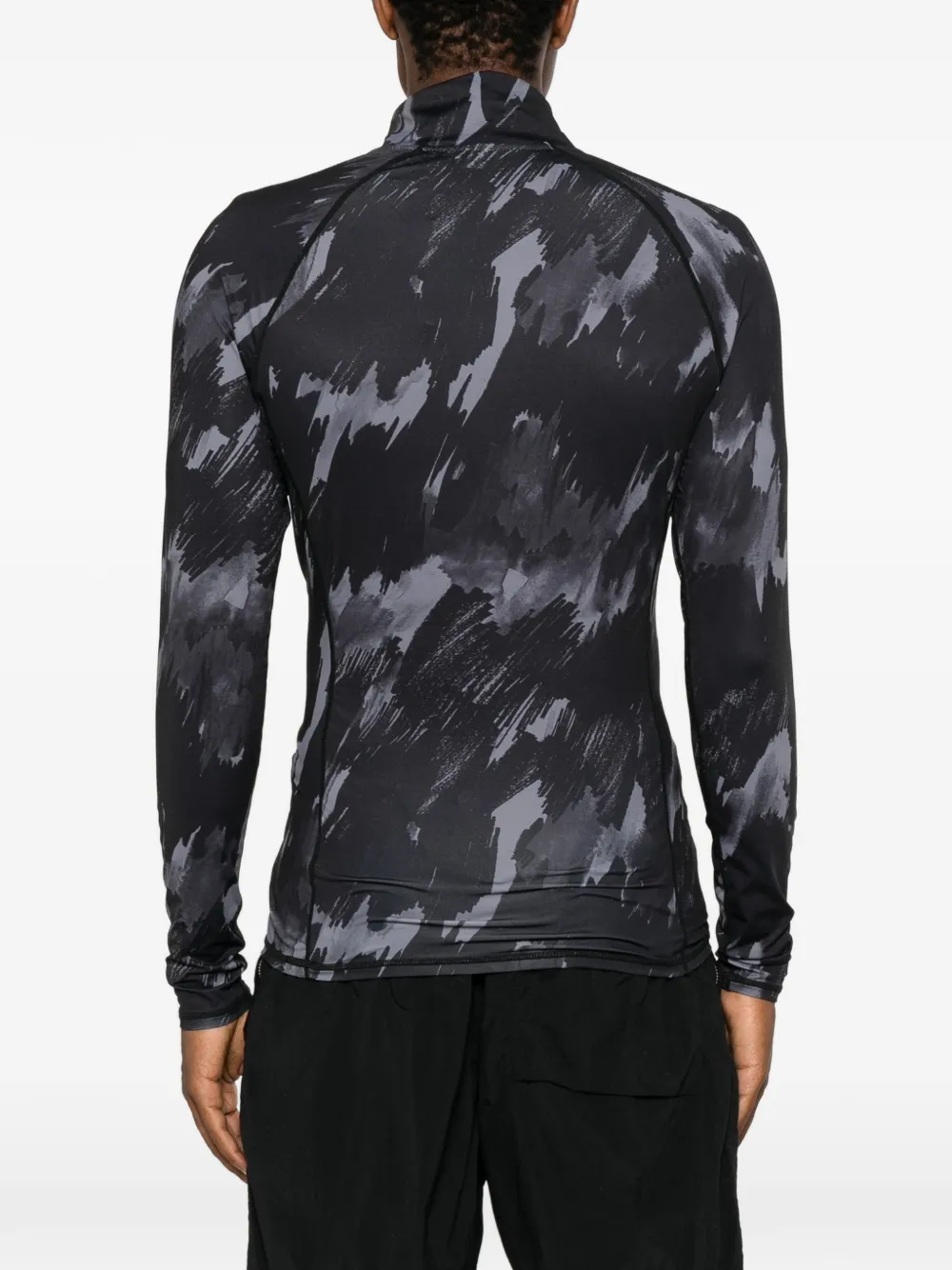 Superdry T-shirt met ritssluiting en brush-camouflageprint Zwart