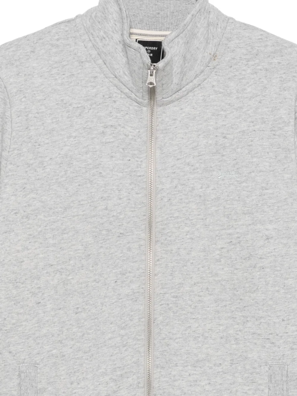 Superdry Mélange-effect Zip-up Sweatshirt In Gray