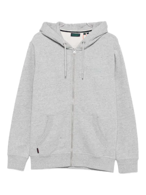 Superdry logo-embroidered zip-up hoodie
