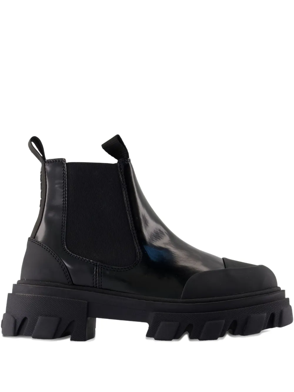 Ganni Leather Chelsea Boots In Black