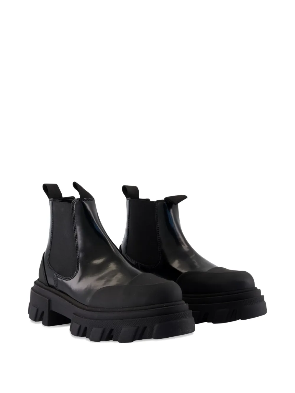 Ganni Leather Chelsea Boots In Black