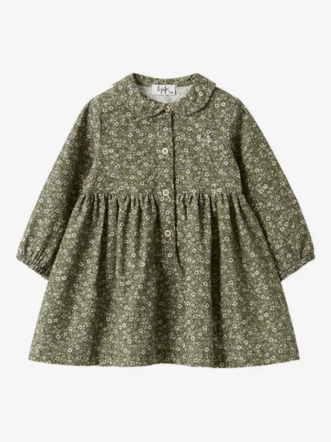 Il Gufo Kleid aus Cord mit Blumen-Print