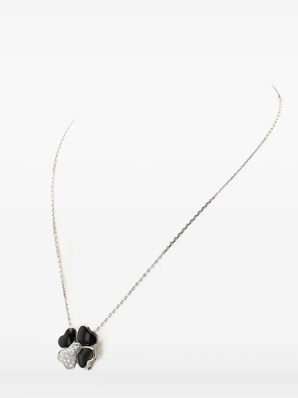 Pre-owned Van Cleef & Arpels 2010s White Gold Diamond Onyx-pendant In Silver