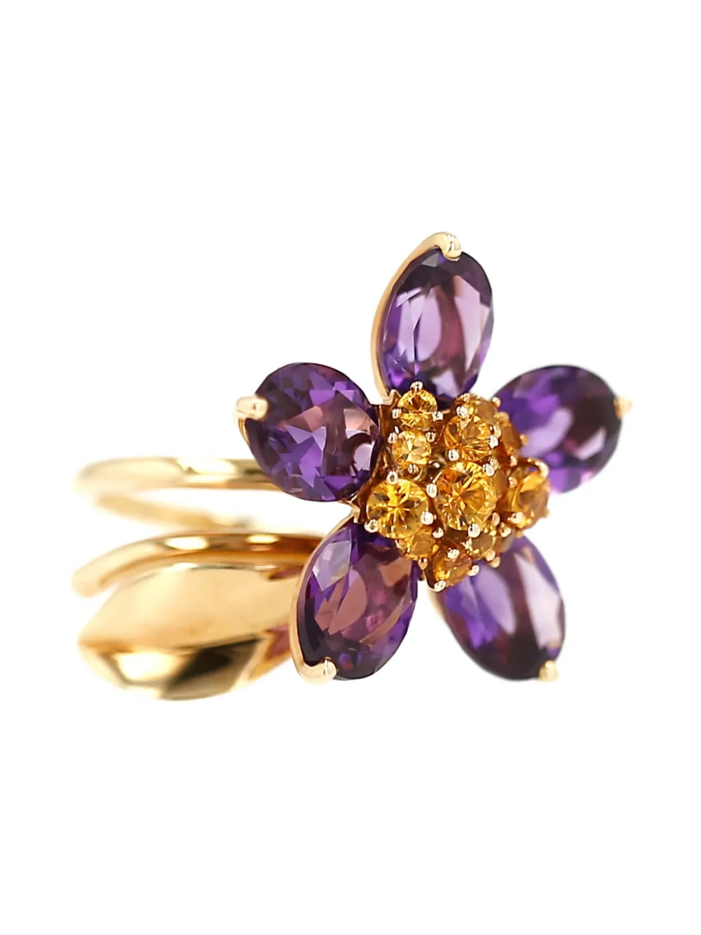 Pre-owned Van Cleef & Arpels 2000s Yellow Gold Amethyst Citrinei Ring
