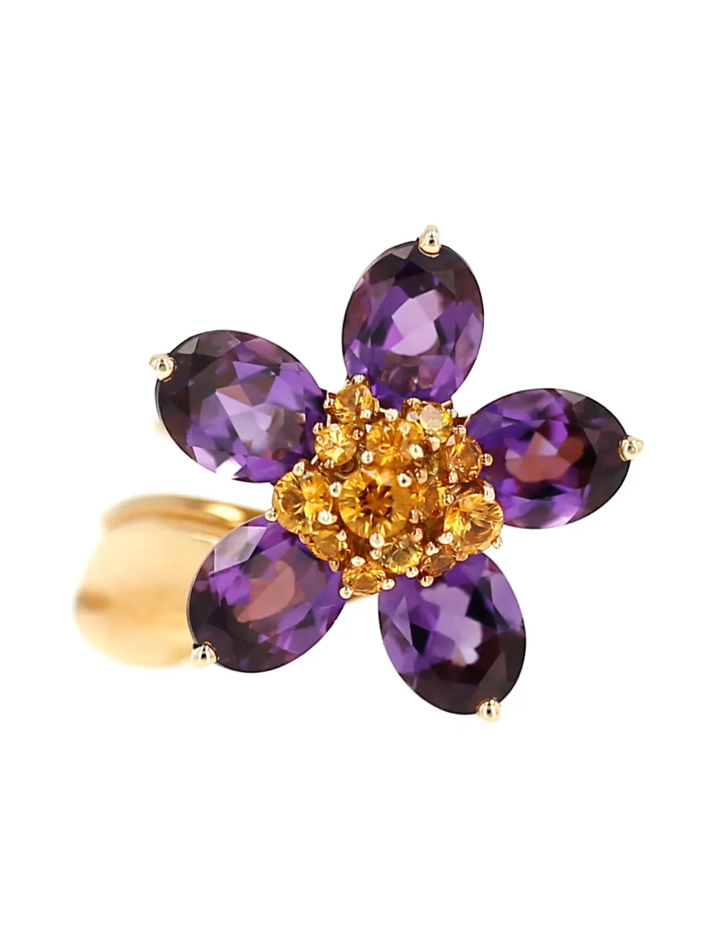 Pre-owned Van Cleef & Arpels 2000s Yellow Gold Amethyst Citrinei Ring