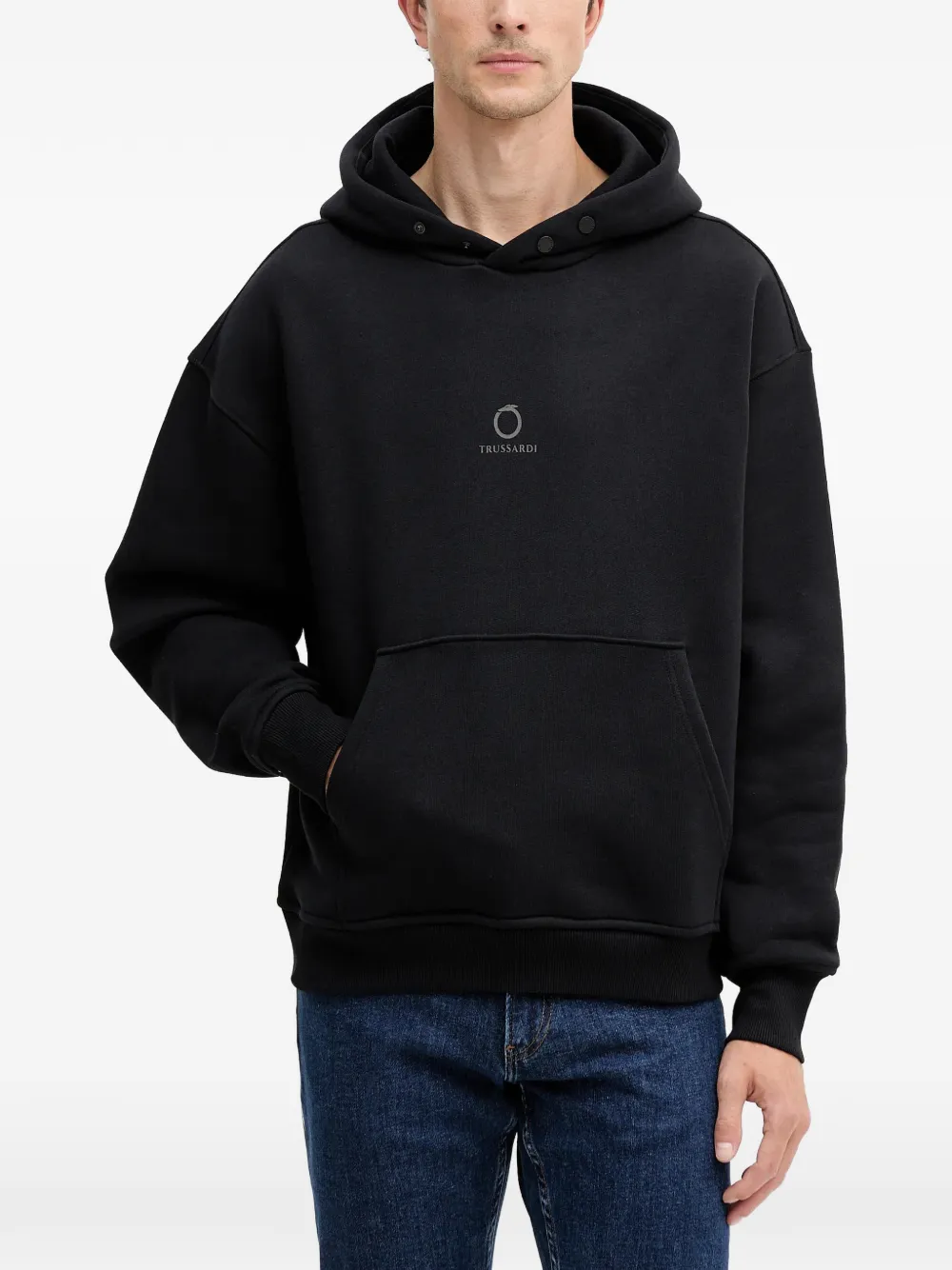 Trussardi button hooded sweater - Nero