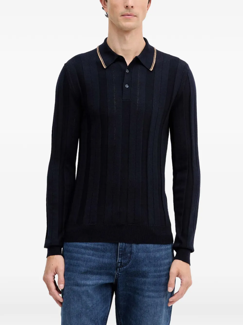 Trussardi striped knitted polo shirt - Blu