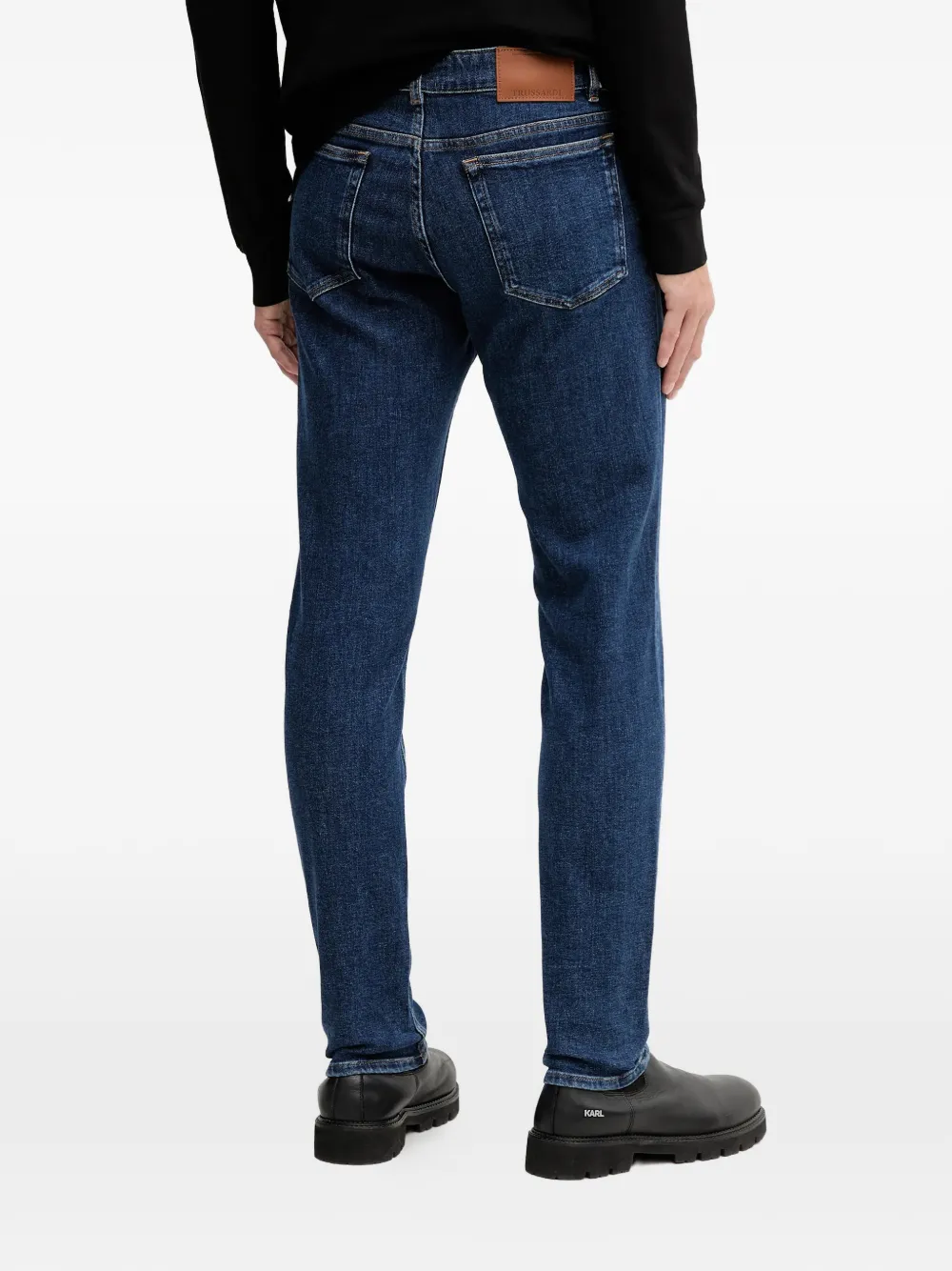 Trussardi Close straight jeans met ceintuur Blauw