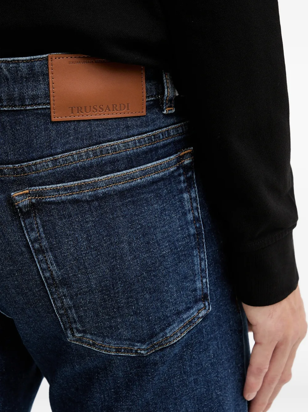 Trussardi Close straight jeans met ceintuur Blauw