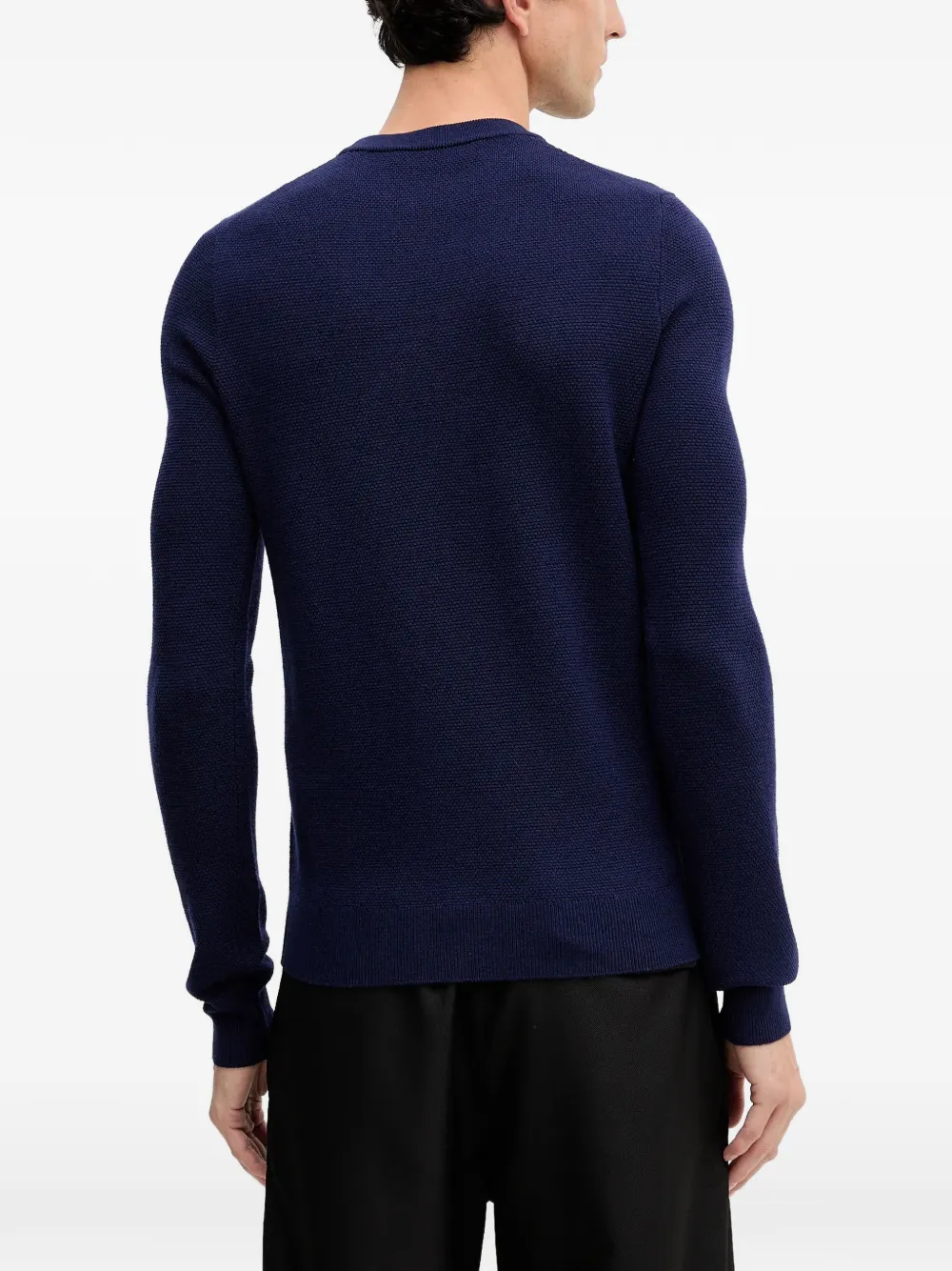  Trussardi Textured Logo Sweater - Blue 