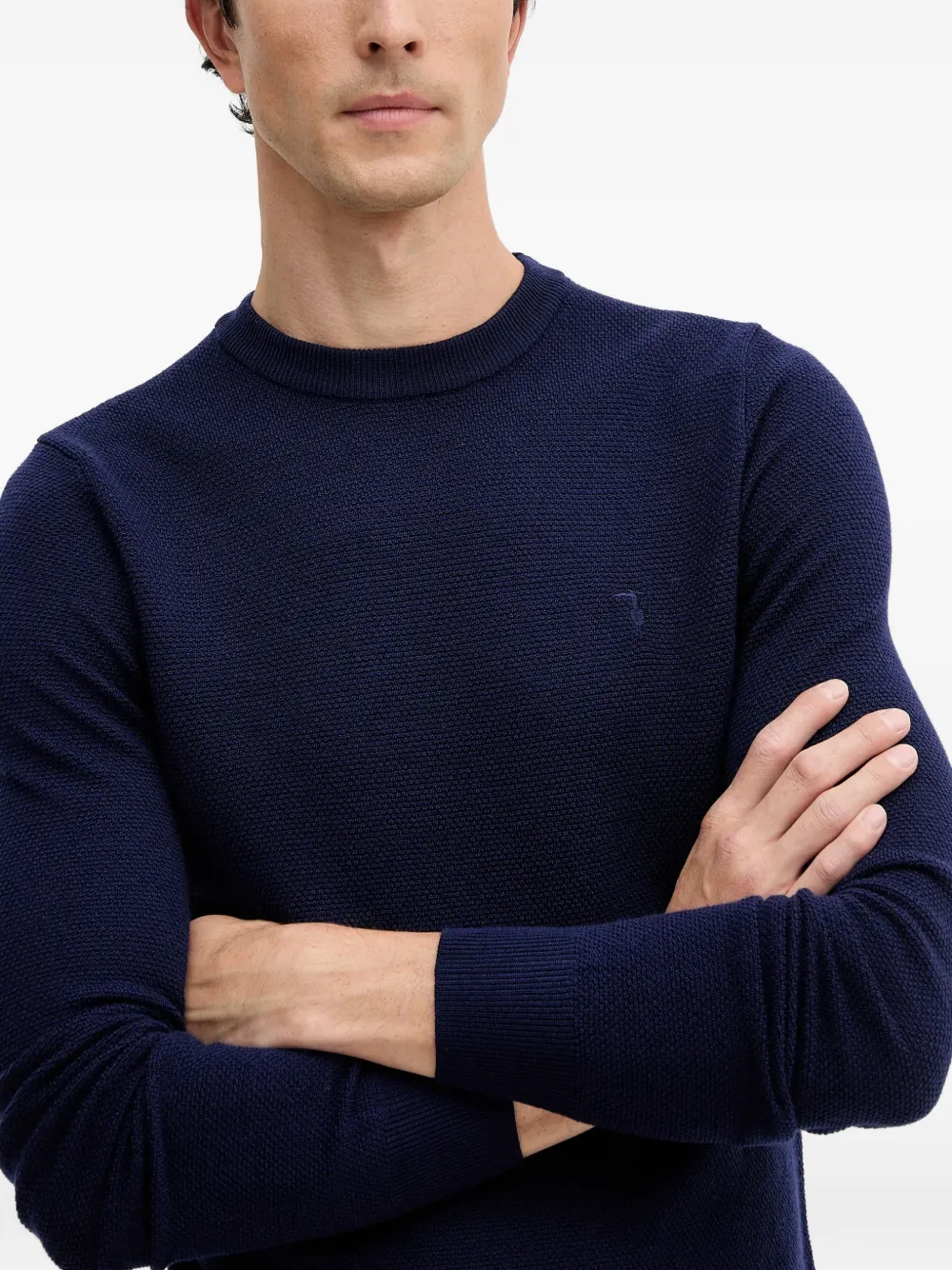 Trussardi Getextureerde trui met logo Blauw