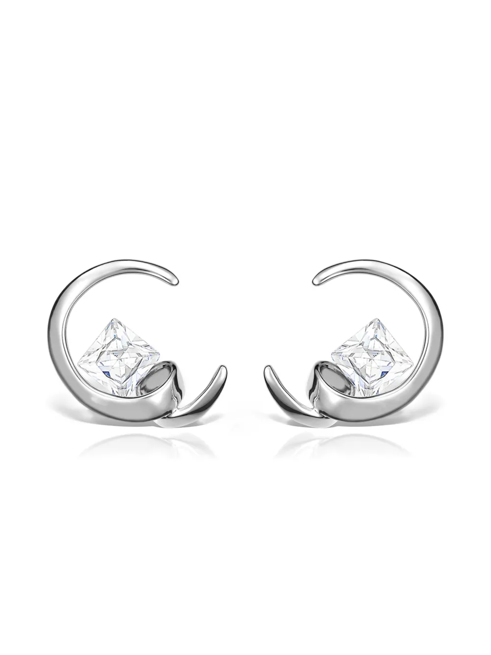 Obsidian Arc Earrings In Silver