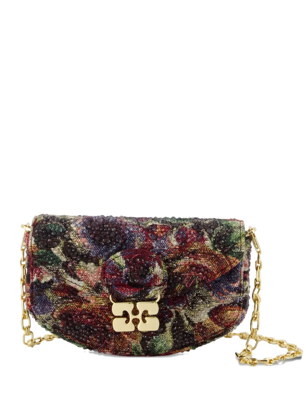 GANNI Apo tapestry-print chain wallet | Red | Image 1
