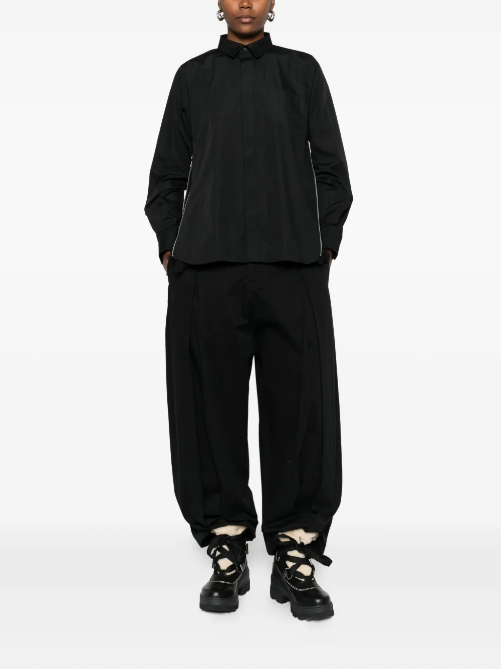 Sacai long sleeve shirt - Zwart