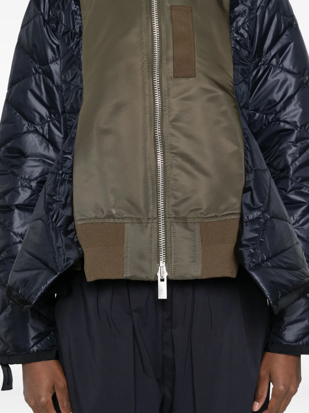 Sacai Quilted Zip-up Bomber Jacket In Blue