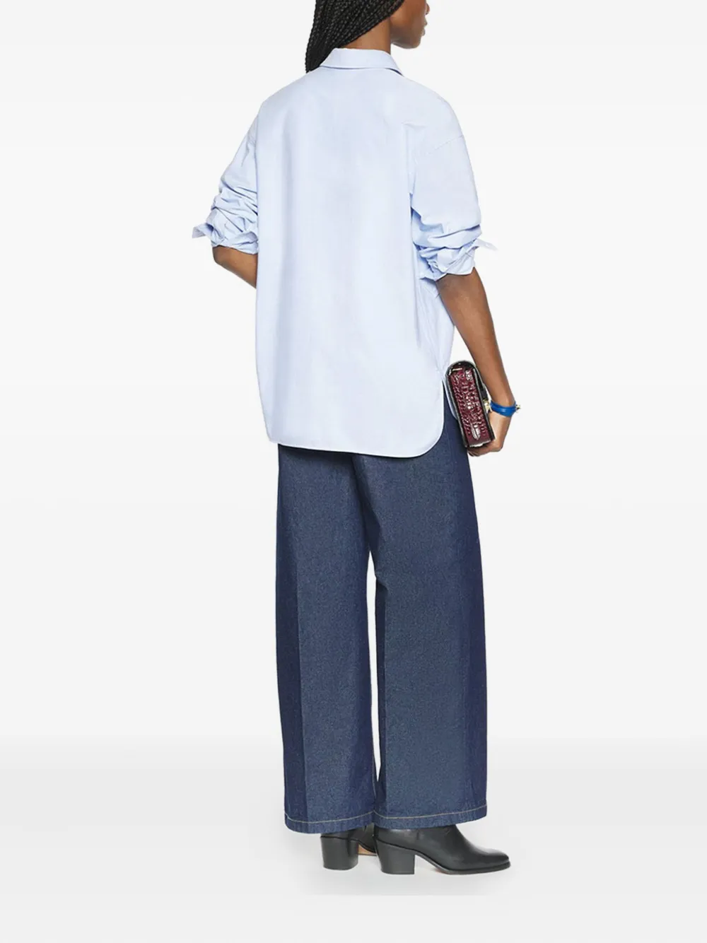 Maison Kitsuné Lady Fox blouse met borduurwerk Blauw