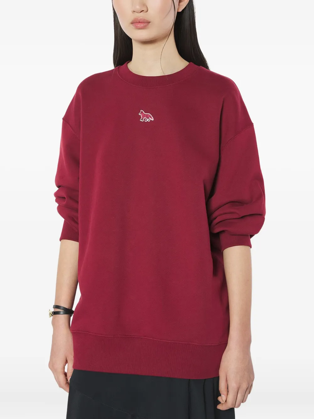 Maison Kitsuné Baby Fox-appliqué Sweatshirt In Burgundy