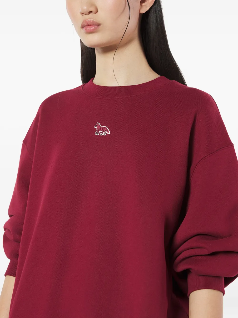 Maison Kitsuné Baby Fox-appliqué Sweatshirt In Burgundy