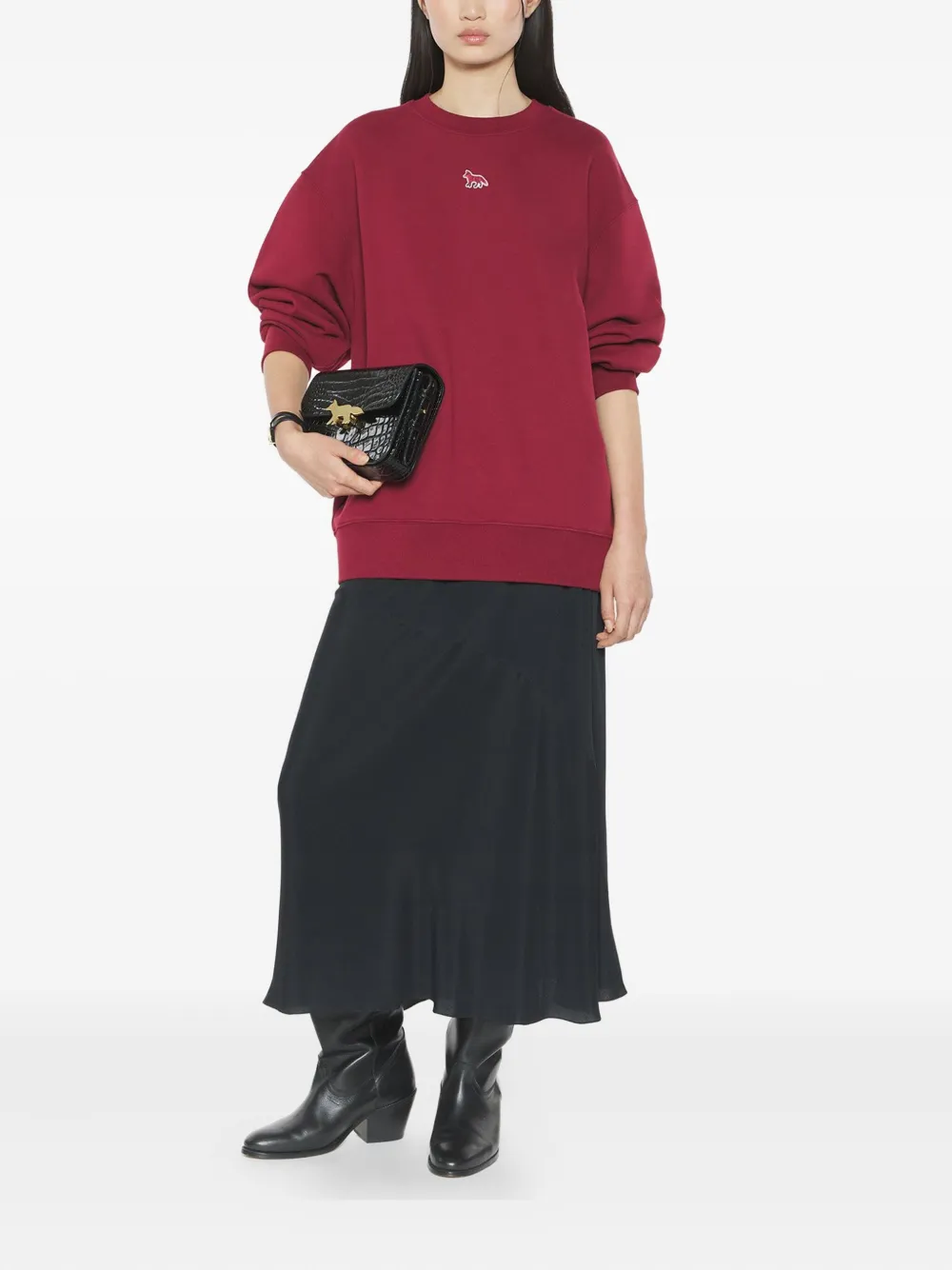 Maison Kitsuné Sweater met vossenapplicatie Rood