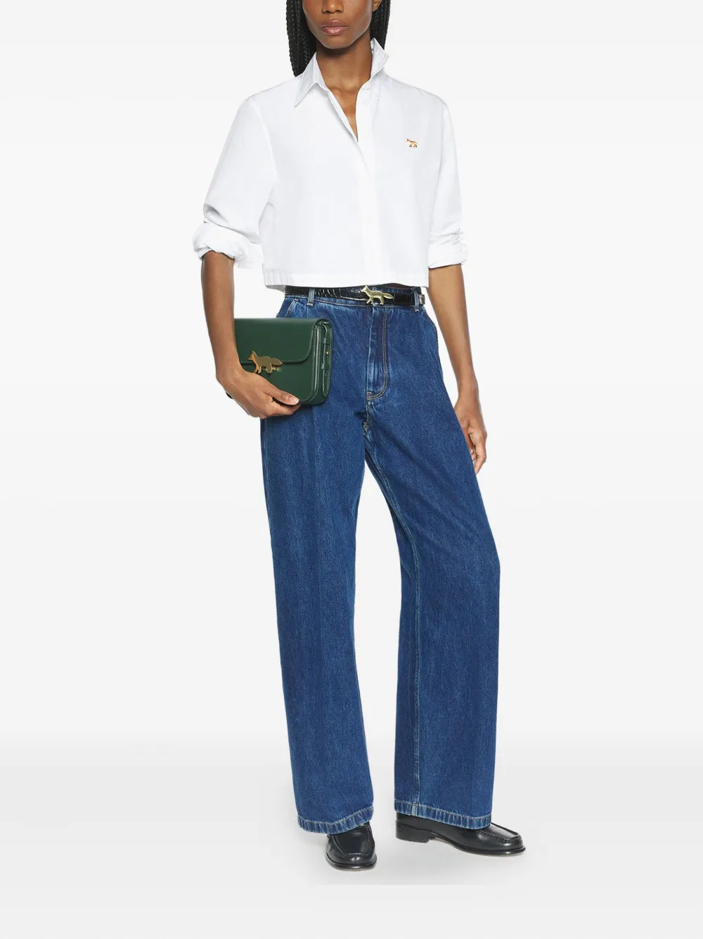 Maison Kitsuné Baby cropped blouse met vosapplicatie - Wit