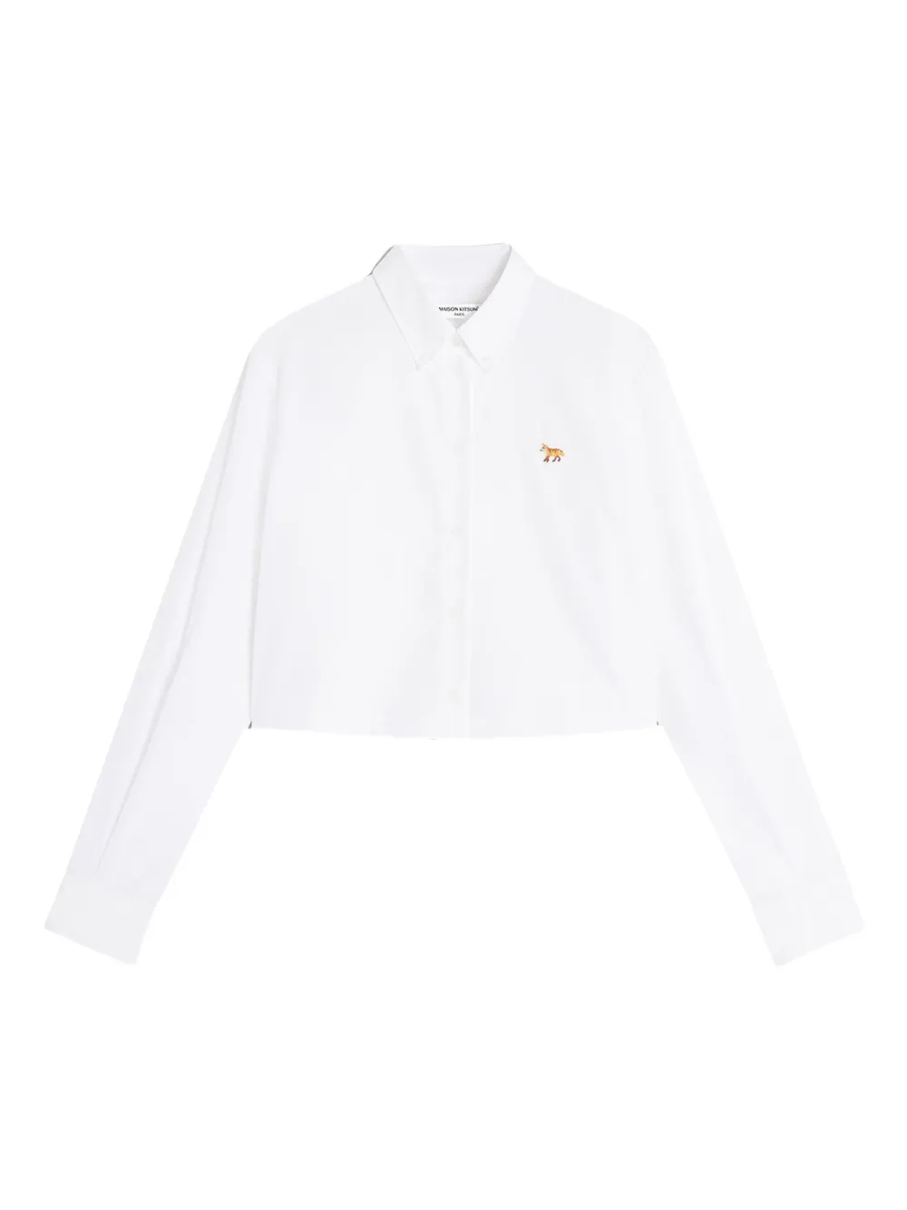 Maison Kitsuné Baby Fox-appliqué cropped shirt - Bianco