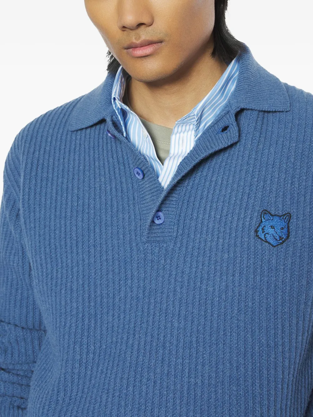 Maison Kitsuné Trui met vossenkop Blauw