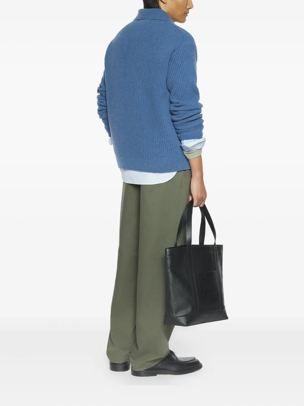 Maison Kitsuné Trui met vossenkop Blauw