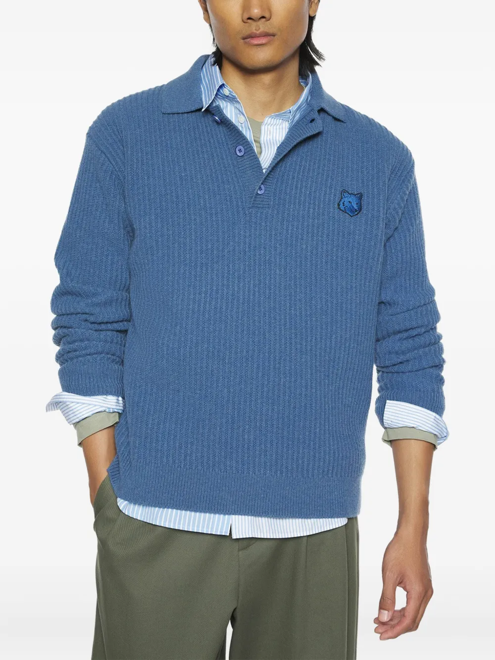 Maison Kitsuné Trui met vossenkop Blauw