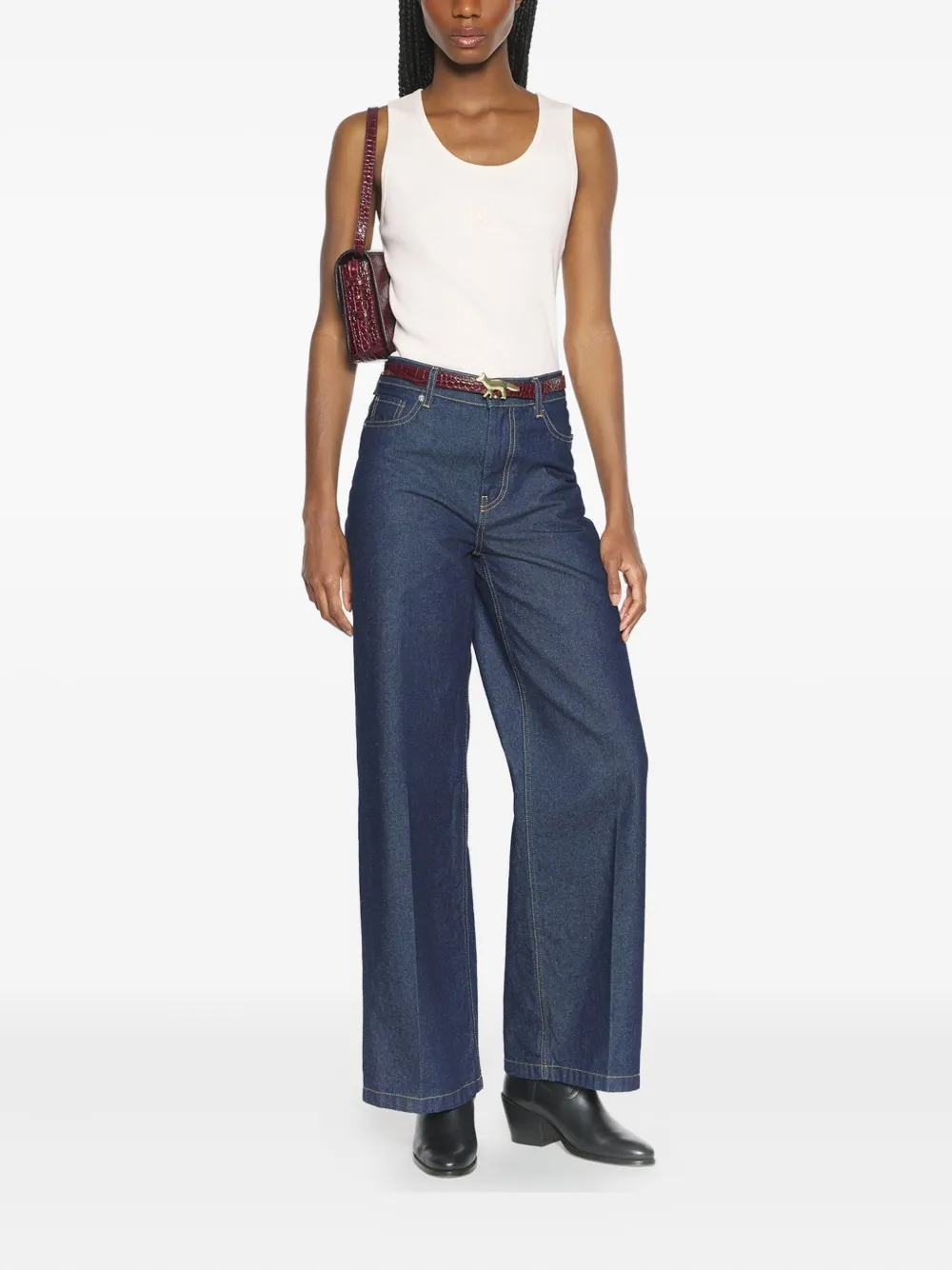 Maison Kitsuné Baby Fox-embroidered Ribbed Tank Top In Neutral