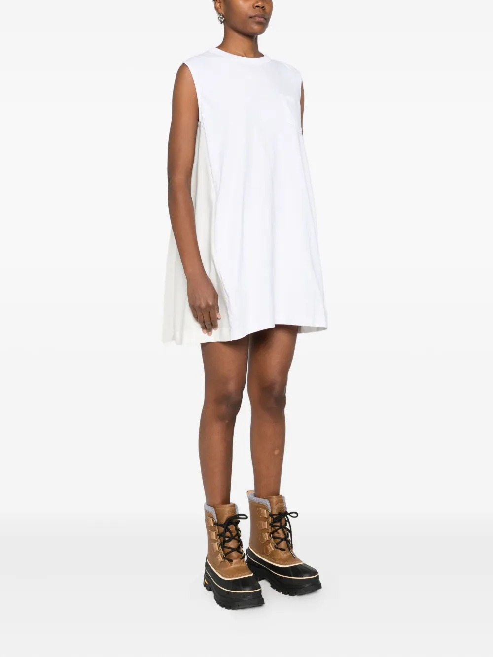 sacai Linnen mini-jurk Wit