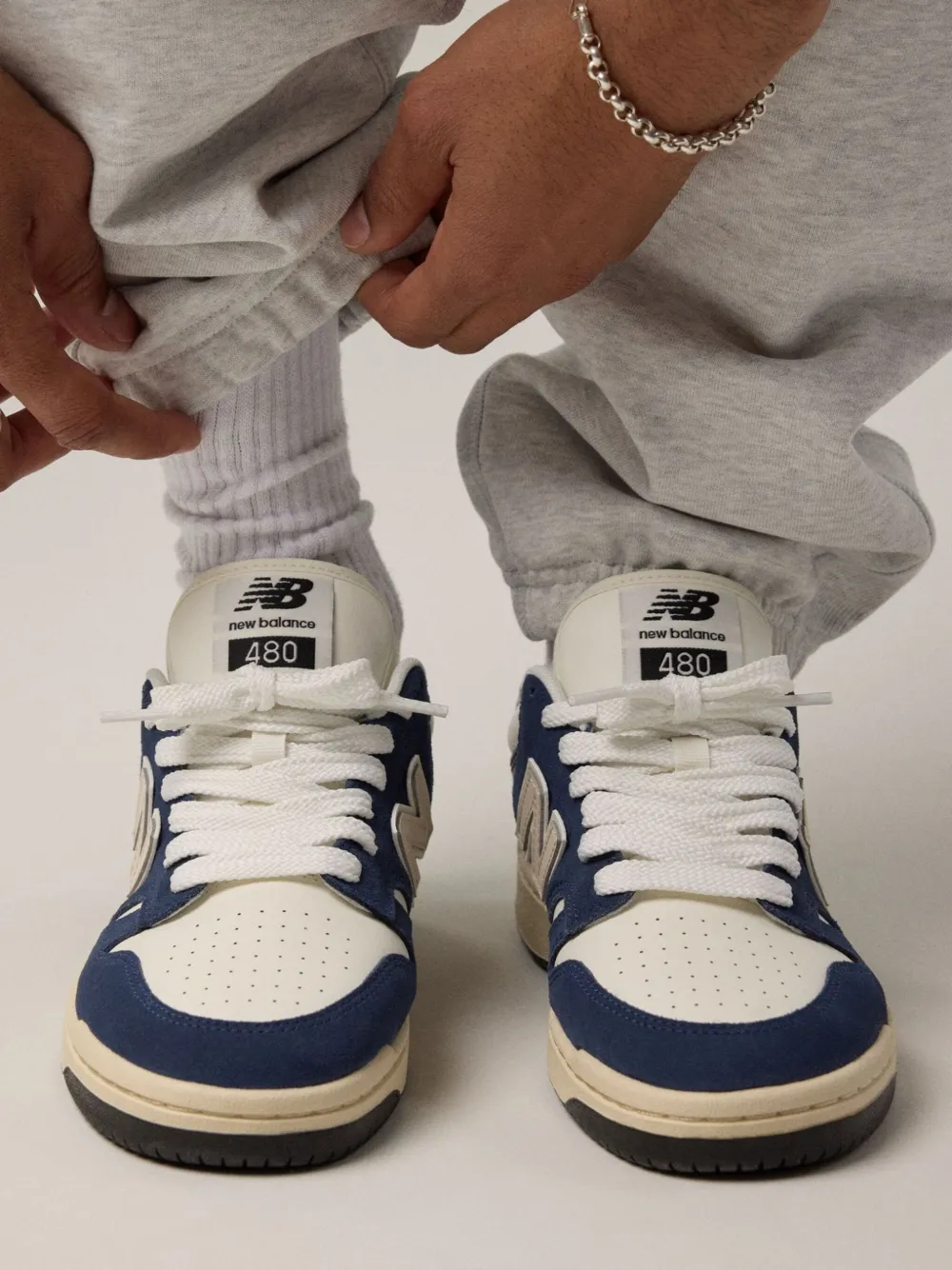 New Balance 480 suède leren sneakers Blauw